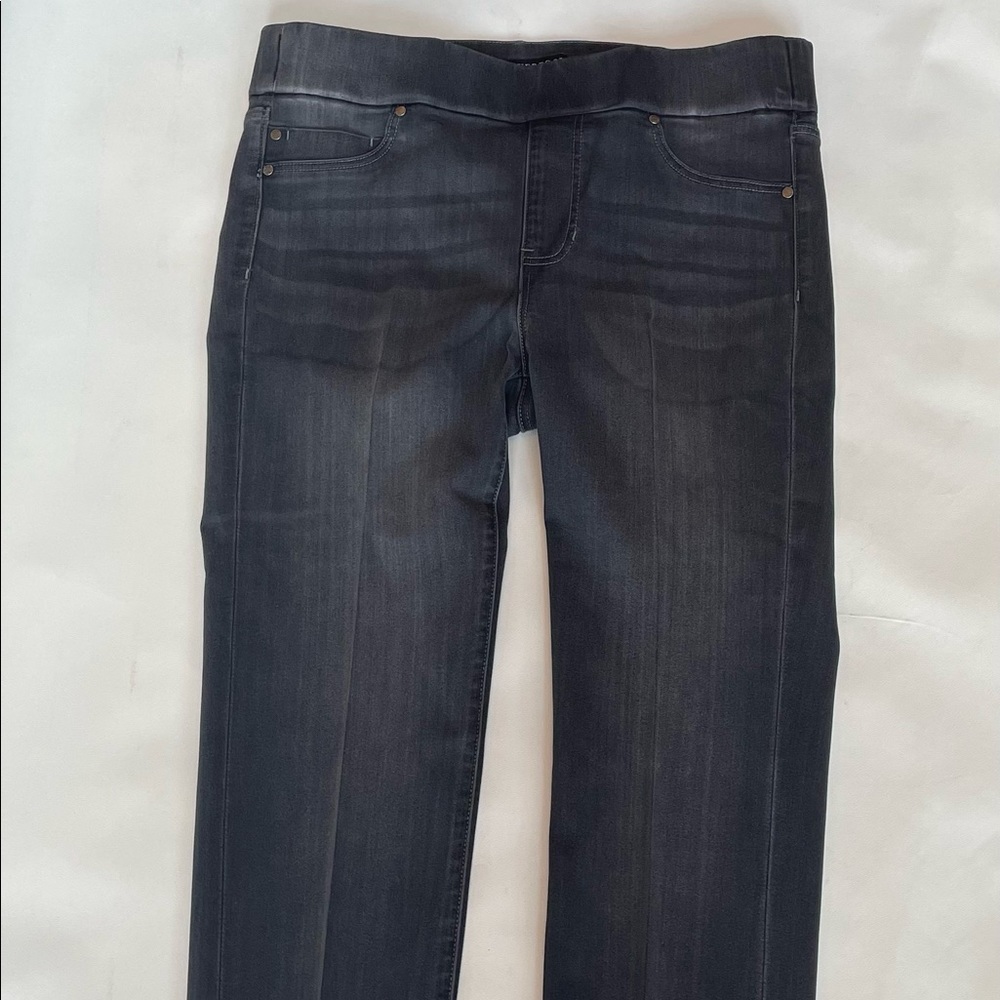 Liverpool The Skinny Pull On Jeans Sz 8/29 Dark Gray/Black Hi-Rise Stretch Denim